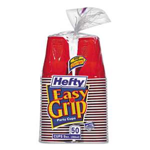 REYNOLDS FOOD PACKAGING Easy Grip Disposable Plastic Party Cups, 9 oz, Red, 50/Pack, 12 Packs/Carton