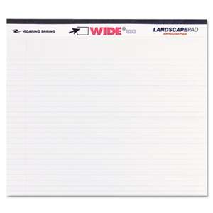 ROARING SPRING PAPER PRODUCTS WIDE Landscape Format Writing Pad, College Ruled, 11 x 9 1/2, White, 40 Sheets