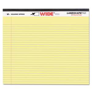 ROARING SPRING PAPER PRODUCTS WIDE Landscape Format Writing Pad, College Ruled, 11 x 9 1/2, Canary, 40 Sheets