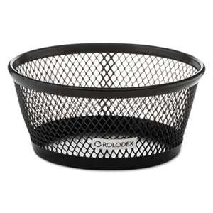 ROLODEX Jumbo Nestable Paper Clip Dish, Wire Mesh, 4 3/8" Diameter x 2" , Black