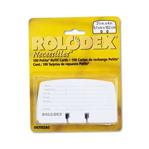 ROLODEX Petite Refill Cards, 2 1/4 x 4, 100 Cards/Pack