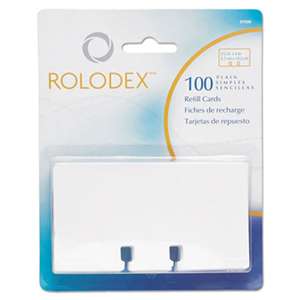 ROLODEX Plain Unruled Refill Card, 2 1/4 x 4, White, 100 Cards/Pack