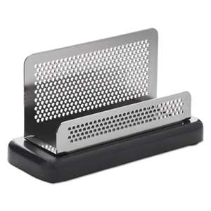ROLODEX Distinctions Business Card Holder, Capacity 50 2 1/4 x 4 Cards, Metal/Black