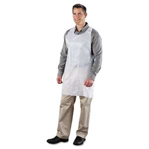 ROYAL PAPER PRODUCTS Poly Apron, White, 24 in. W x 42 in. L, One Size Fits All, 1000/Carton