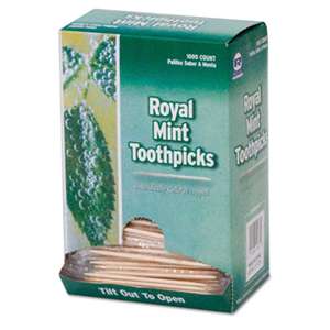 ROYAL PAPER PRODUCTS Mint Cello-Wrapped Wood Toothpicks, 2 3/4", Natural, 1000/Box, 15 Boxes/Carton