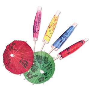 ROYAL PAPER PRODUCTS Cocktail Parasols, 3", Assorted, 144/Box, 50 Boxes/Carton