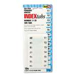 REDI-TAG CORPORATION Side-Mount Self-Stick Plastic Index Tabs Nos 11-20, 1 inch, White, 104/Pack