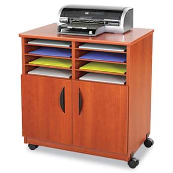 SAFCO PRODUCTS Laminate Machine Stand w/Sorter Compartments, 28w x 19-3/4d x 30-1/4h, Cherry