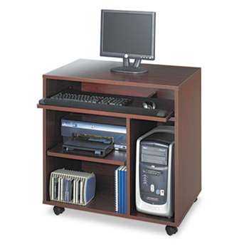 SAFCO PRODUCTS Ready-to-Use PC Workstation, 31-3/4w x 19-3/4d x 31-1/2h, Mahogany Laminate Top