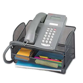 SAFCO PRODUCTS Onyx Angled Mesh Steel Telephone Stand, 11 3/4 x 9 1/4 x 7, Black
