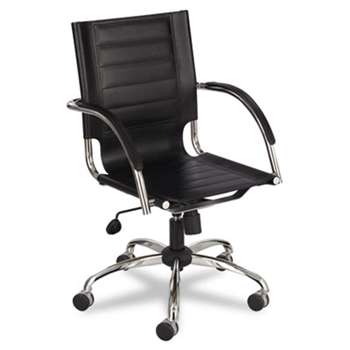 SAFCO PRODUCTS Flaunt Series Mid-Back Manager's Chair, Black Leather/Chrome