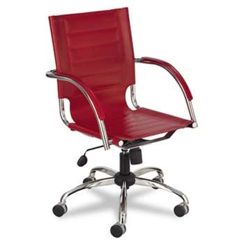 SAFCO PRODUCTS Flaunt Series Mid-Back Manager's Chair, Red Leather/Chrome