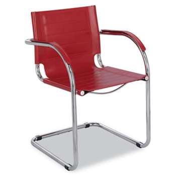 Safco 3457RD Flaunt Series Guest Chair, Red Leather/Chrome
