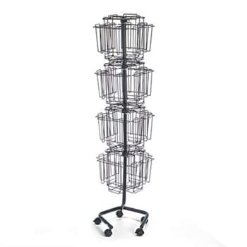 Safco 4128CH Wire Rotary Display Racks, 32 Compartments, 15w x 15d x 60h, Charcoal