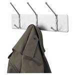 SAFCO PRODUCTS Metal Wall Rack, Three Ball-Tipped Double-Hooks, 18w x 3-3/4d x 7h, Satin Metal