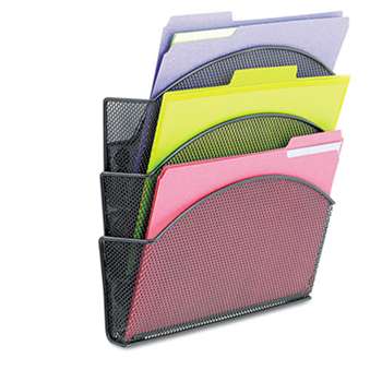 SAFCO PRODUCTS Onyx Magnetic Mesh Panel Accessories, 3 File Pocket, 13 x 4 1/3 x 13 1/2. Black