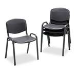 SAFCO PRODUCTS Stacking Chairs, Black w/Black Frame, 4/Carton