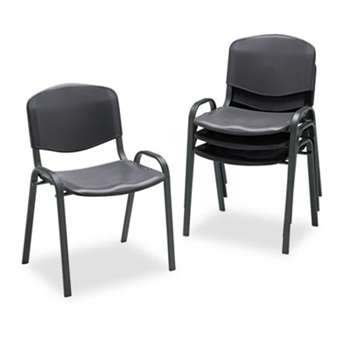 SAFCO PRODUCTS Stacking Chairs, Black w/Black Frame, 4/Carton