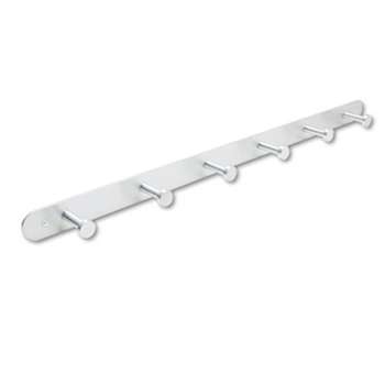 SAFCO PRODUCTS Nail Head Wall Coat Rack, Six Hooks, Metal, 36w x 2-3/4d x 2h, Satin Aluminum