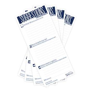 SAFCO PRODUCTS Suggestion Box Cards, 3-1/2 x 8, White, 25 Cards/Pack