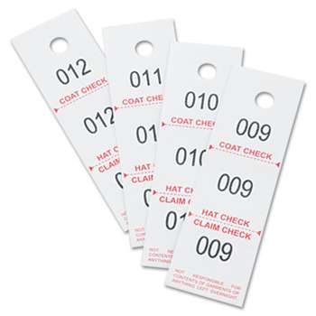 Safco 4249NC Three-Part Coat Room Checks, Paper, 1 1/2 x 5, White, 500/Pack