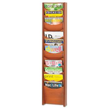 SAFCO PRODUCTS Solid Wood Wall-Mount Literature Display Rack, 11-1/4 x 3-3/4 x 48-3/4, Cherry
