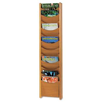 SAFCO PRODUCTS Solid Wood Wall-Mount Literature Display Rack, 11-1/4 x 3-3/4 x 48, Medium Oak