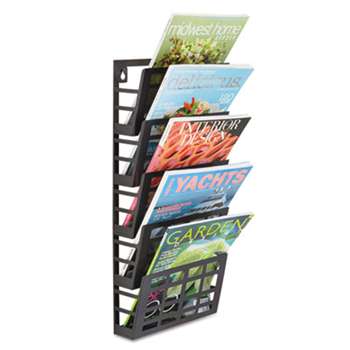 SAFCO PRODUCTS Grid Magazine Rack, Five Compartments, 9-1/2w x 5-1/2d x 21-1/2h, Black