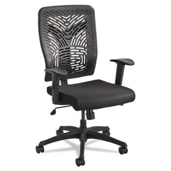 SAFCO PRODUCTS Voice Series Task Chair, Plastic Back, Upholstered Seat, Black Seat/Back