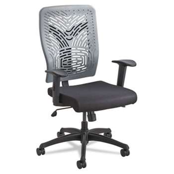 SAFCO PRODUCTS Voice Series Task Chair, Plastic Back, Upholstered Seat, Black/Charcoal