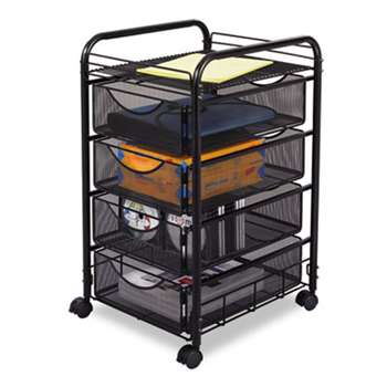 SAFCO PRODUCTS Onyx Mesh Mobile File With Four Supply Drawers, 15-3/4w x 17d x 27h, Black