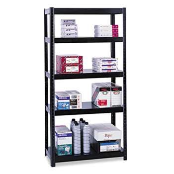 SAFCO PRODUCTS Boltless Steel Shelving, Five-Shelf, 36w x 24d x 72h, Black
