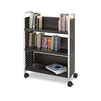 SAFCO PRODUCTS Scoot Book Cart, Three-Shelf, 33w x 14-1/4d x 44-1/4h, Black