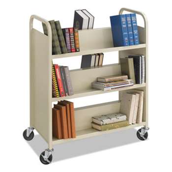 SAFCO PRODUCTS Steel Book Cart, Six-Shelf, 36w x 18-1/2d x 43-1/2h, Sand