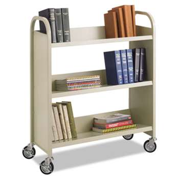 SAFCO PRODUCTS Steel Book Cart, Three-Shelf, 36w x 14-1/2d x 43-1/2h, Sand