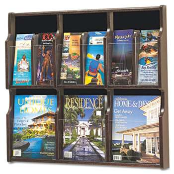 SAFCO PRODUCTS Expose Adj Magazine/Pamphlet Six Pocket Display, 29-3/4w x 26-1/4h, Mahogany