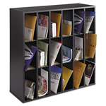 Safco 7765BL Wood Mail Sorter with Adjustable Dividers, Stackable, 18 Compartments, Black