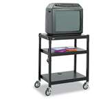 Safco 8932BL Adjustable-Height Steel AV Cart, 27-1/4w x 18-1/4d x 28-1/2 to 36-1/2h, Black