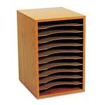 SAFCO PRODUCTS Wood Vertical Desktop Sorter, 11 Sections 10 5/8 x 11 7/8 x 16, Medium Oak