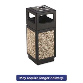 SAFCO PRODUCTS Canmeleon Ash/Trash Receptacle, Square, Aggregate/Polyethylene, 15gal, Black