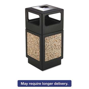 SAFCO PRODUCTS Canmeleon Ash/Trash Receptacle, Square, Aggregate/Polyethylene, 38gal, Black