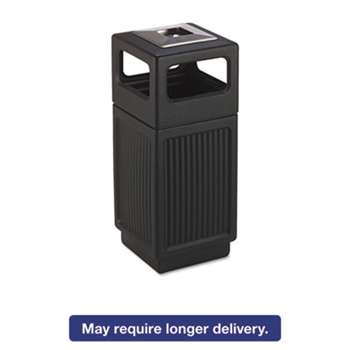 SAFCO PRODUCTS Canmeleon Ash/Trash Receptacle, Square, Polyethylene, 15gal, Textured Black