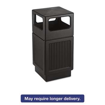 Safco 9476BL Canmeleon Side-Open Receptacle, Square, Polyethylene, 38gal, Textured Black