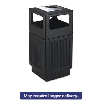 SAFCO PRODUCTS Canmeleon Ash/Trash Receptacle, Square, Polyethylene, 38gal, Textured Black