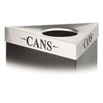SAFCO PRODUCTS Trifecta Waste Receptacle Lid, Laser Cut "CANS" Inscription, Stainless Steel