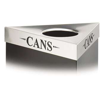 SAFCO PRODUCTS Trifecta Waste Receptacle Lid, Laser Cut "CANS" Inscription, Stainless Steel