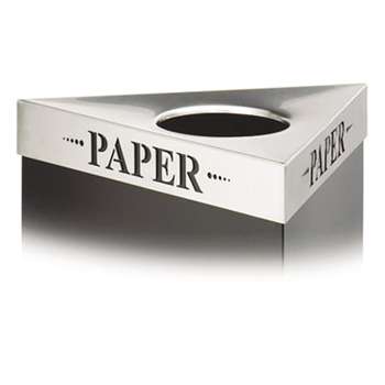 SAFCO PRODUCTS Trifecta Waste Receptacle Lid, Laser Cut "PAPER" Inscription, Stainless Steel