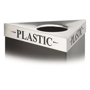 SAFCO PRODUCTS Triangular Lid For Trifecta Receptacle, Laser Cut "PLASTIC" Inscription, STST