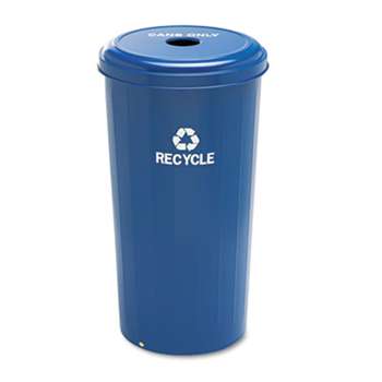 SAFCO PRODUCTS Tall Recycling Receptacle for Cans, Round, Steel, 20gal, Recycling Blue