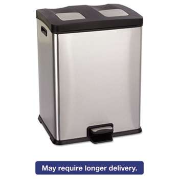 SAFCO PRODUCTS Right-Size Recycling Station, Rectangular, Steel/Plastic, 15gal, Stainless/Blk